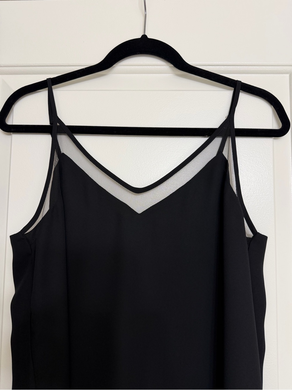 Lulu's Black V-Neck Mesh-Trim Camisole